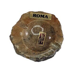 Vintage Genuine Alabaster Hand Carved Ashtray Italy Mid Century